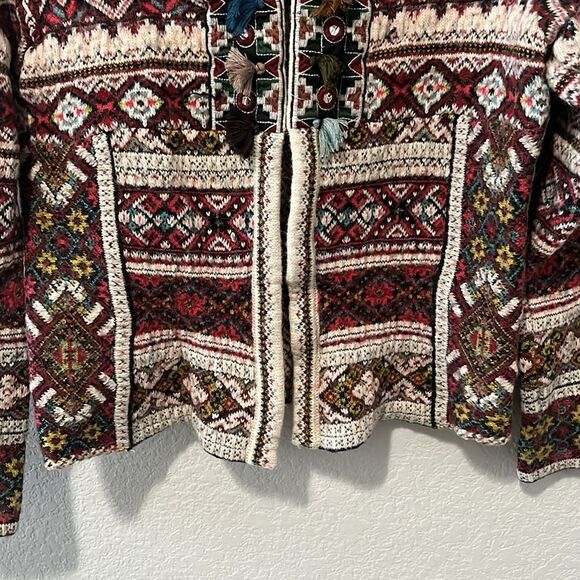 ALDO MARTINS (Anthropologie) Inverness Red Wool/Alpaca Cardigan, Size M - Picture 5 of 10